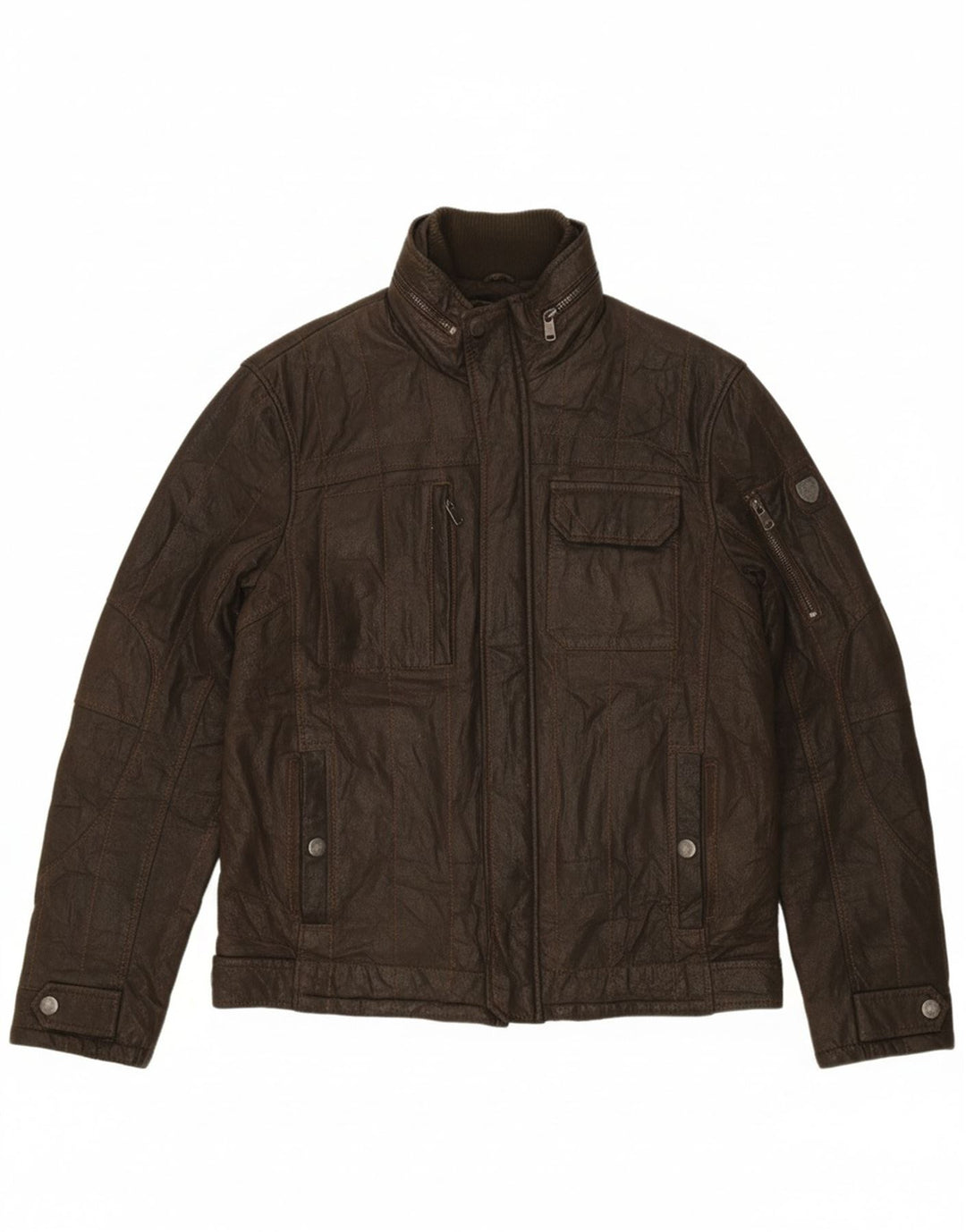 ENGBERS Mens Leather Jacket UK 38 Medium Brown Leather