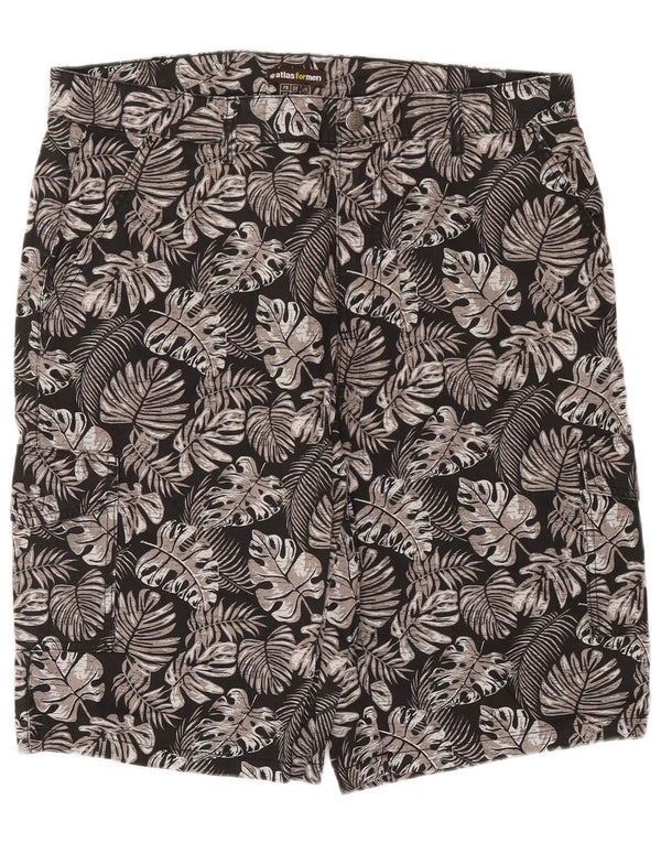 Atlas For Men Herren-Cargo-Shorts, W36, groß, schwarze Baumwolle mit Blumenmuster