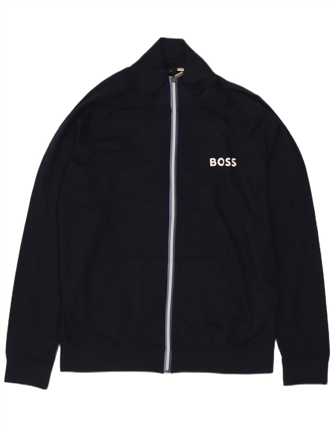 Hugo Boss Herren-Trainingsanzugoberteil mit Grafik, mittlere marineblaue Baumwolle
