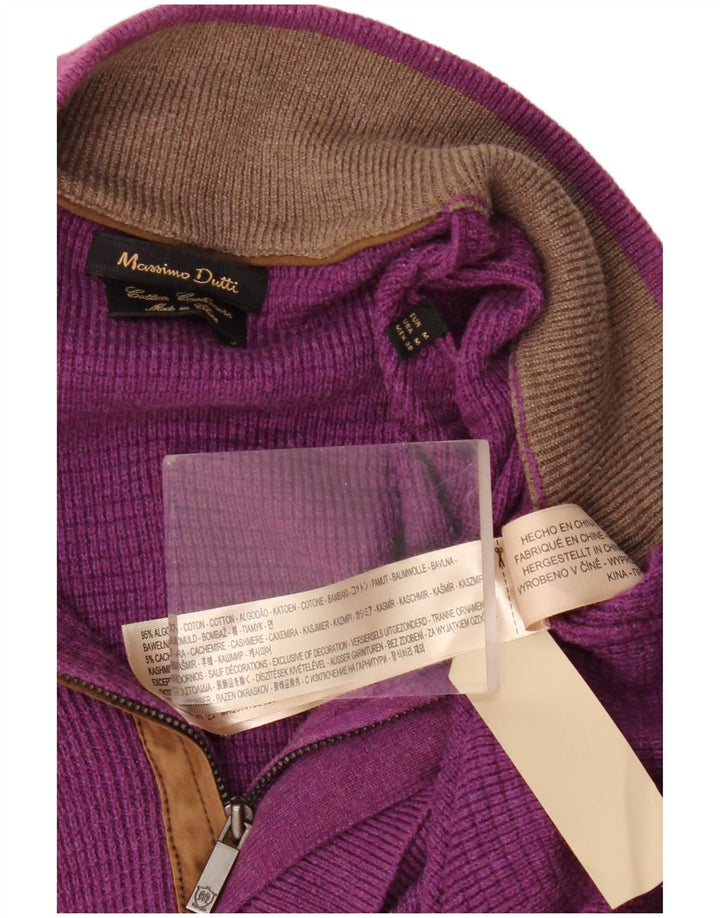 Massimo Dutti Herren-Pullover mit Reißverschluss am Hals, mittelviolette Baumwolle