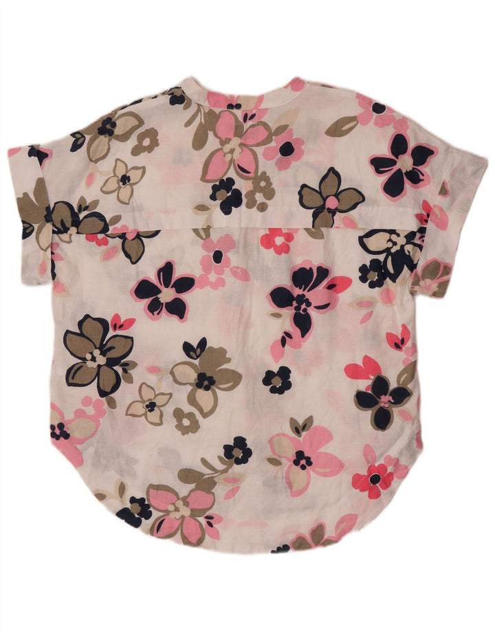 Marks & Spencer – Übergroßes Blusenoberteil für Damen, UK 12, mittelweißes, geblümtes Leinen