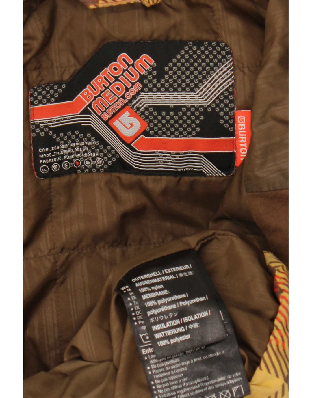 Burton Herren-Skijacke mit Kapuze, UK 38, Mittelrot kariert, Polyester