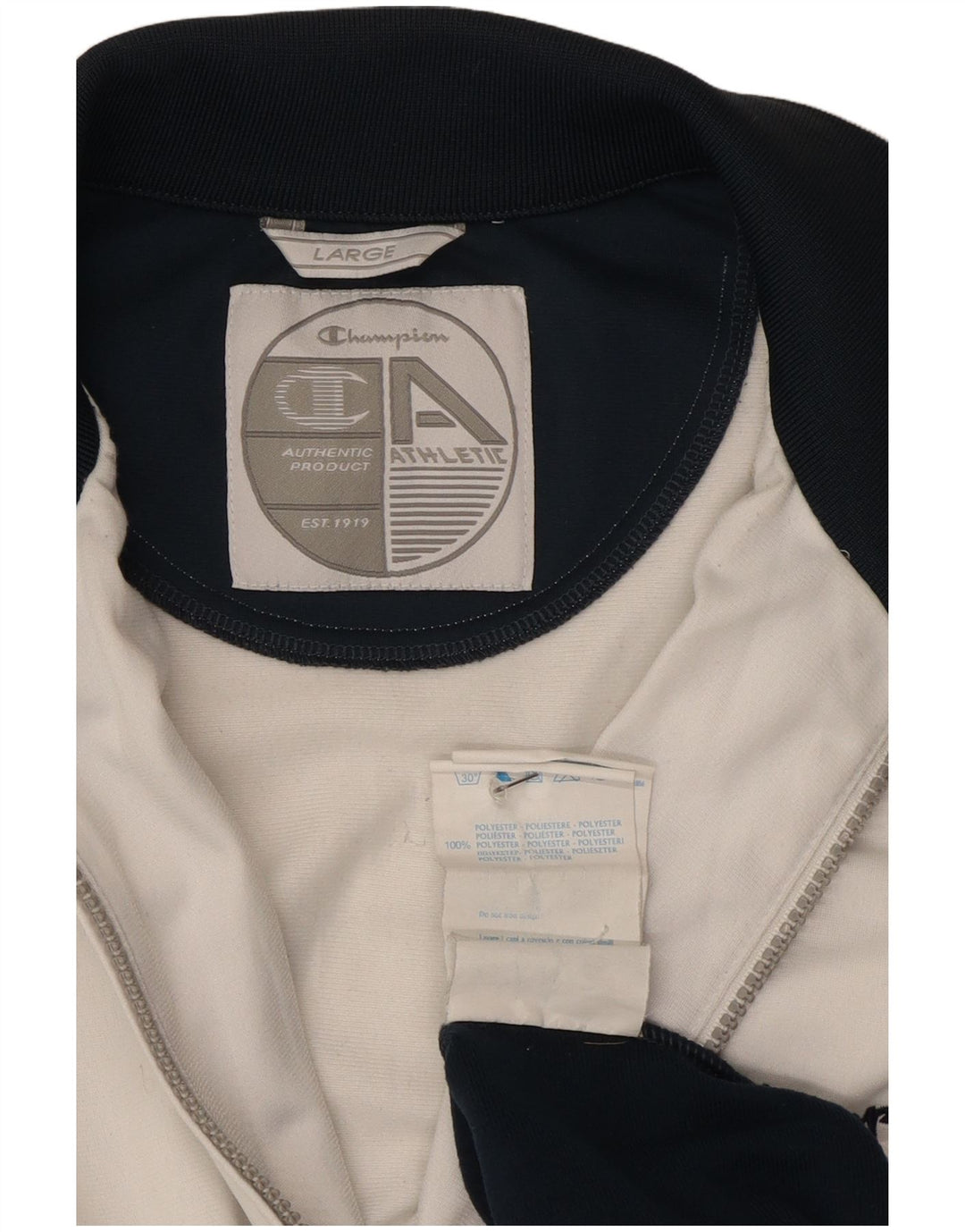 Champion Herren-Trainingsanzug-Top-Jacke, großes weißes Farbblock-Polyester