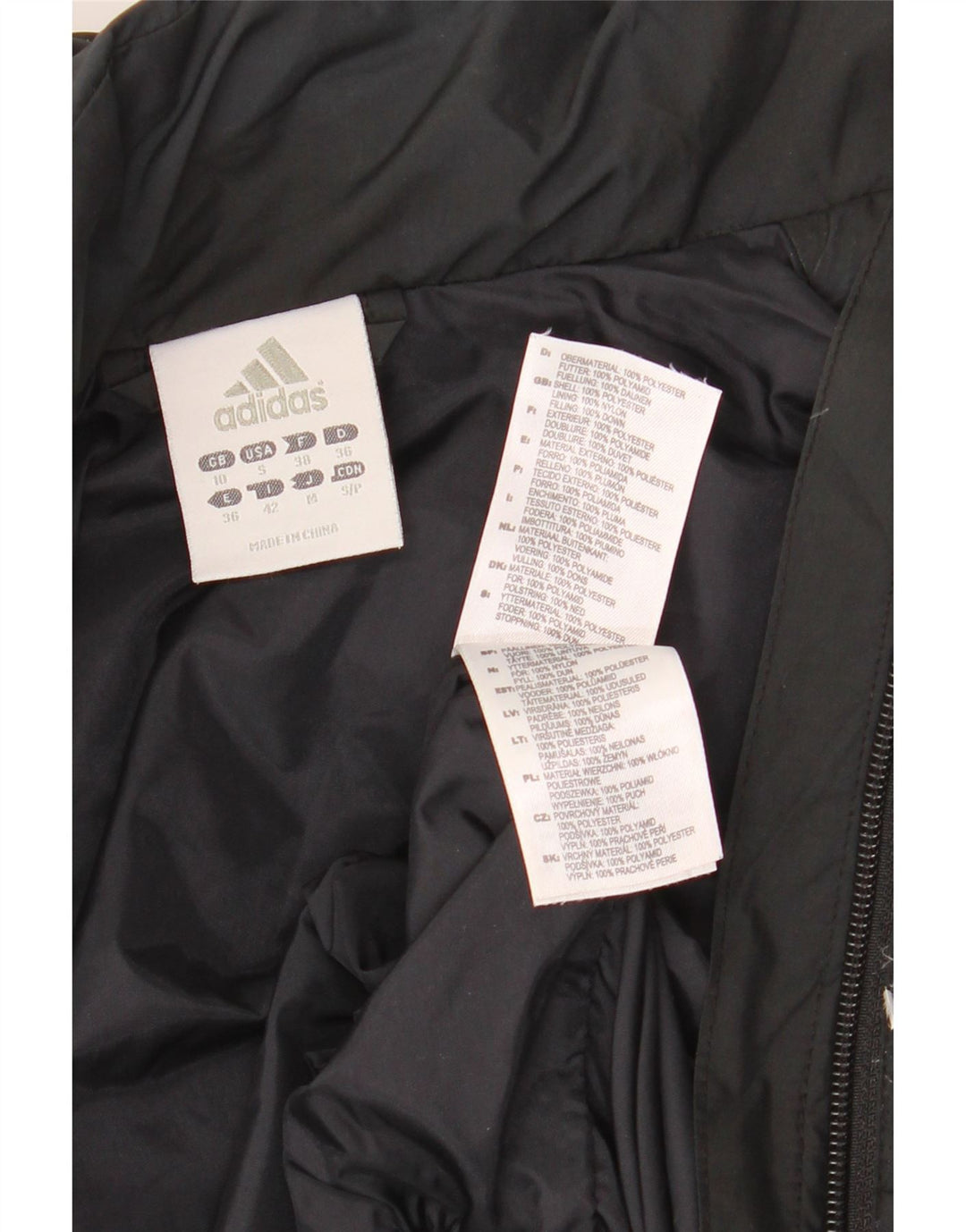 ADIDAS Damen Übergroße, gepolsterte Kapuzenjacke, UK 10, Small, Schwarz, Polyester