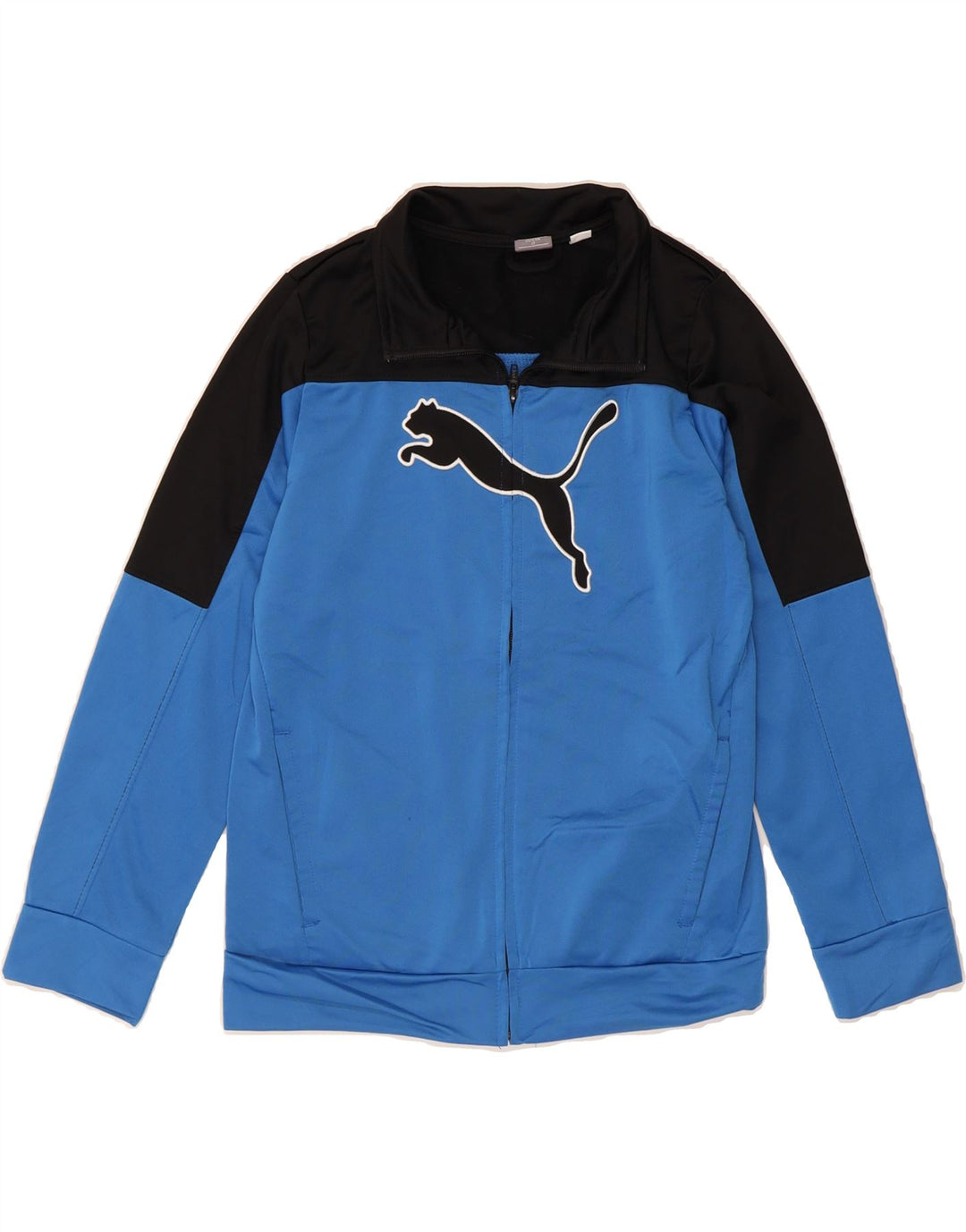 PUMA Boys Graphic Tracksuit Top Jacket 11-12 Years Blue Colourblock Vintage Puma and Second-Hand Puma from Messina Hembry 