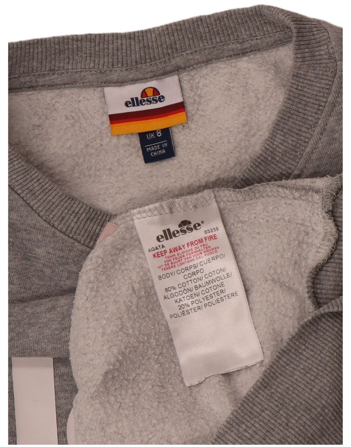 Ellesse Womens Graphic Oversized Sweatshirt Pullover UK 8 Small Grau Baumwolle
