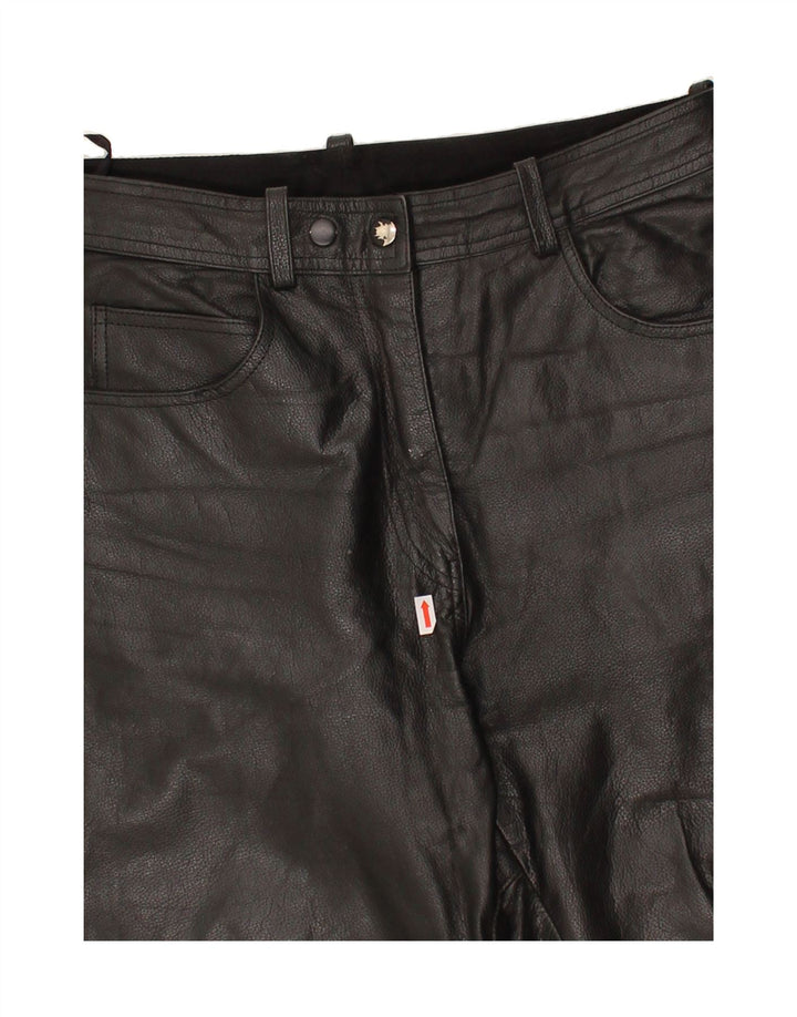 VINTAGE Womens Straight Trousers EU 40 Medium W30 L29 Black Leather Vintage Vintage and Second-Hand Vintage from Messina Hembry 