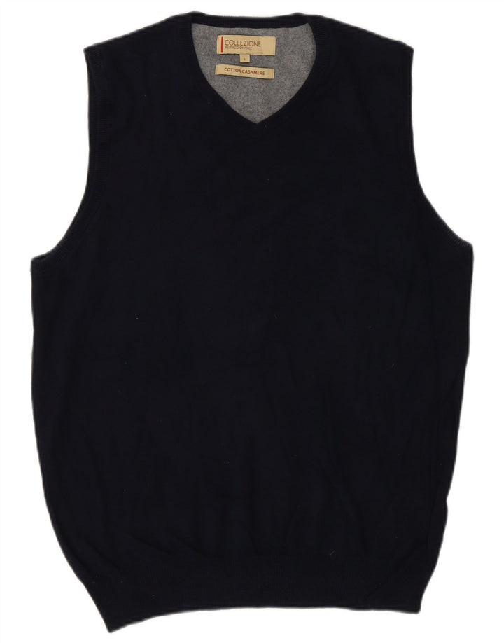 Vintage Herren Weste Tank Top Kleine marineblaue Baumwolle