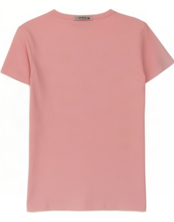 Zara Damen T-Shirt Top UK 8 Small Rosa Baumwolle