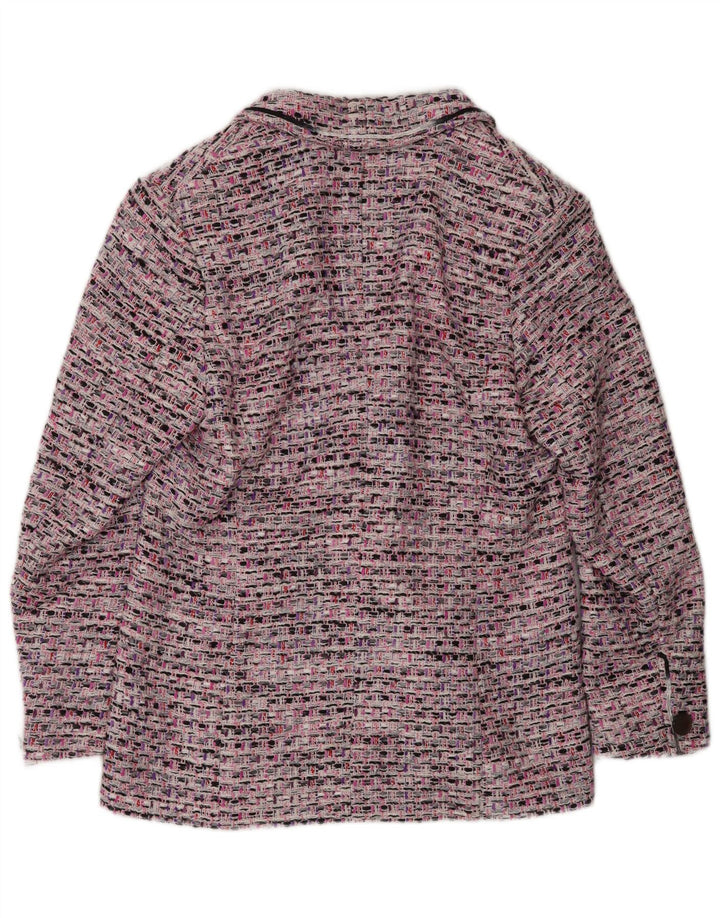 Vintage Damen 3-Knopf-Blazerjacke UK 14 Mittelrosa meliert
