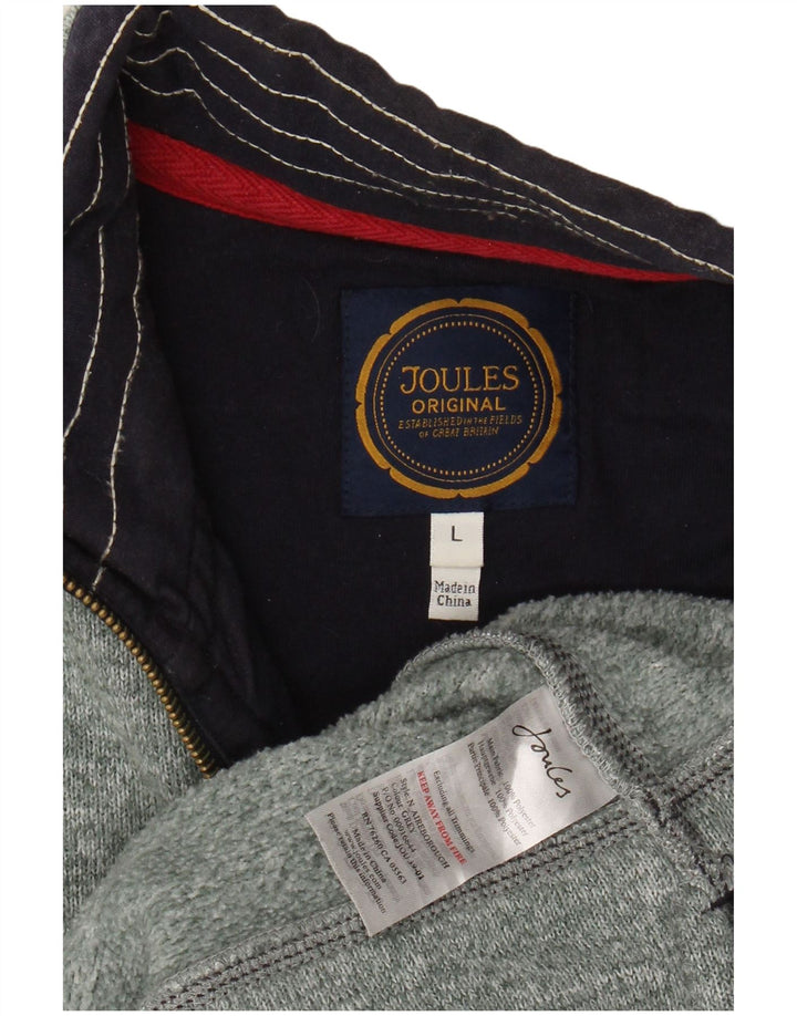 JOULES Herren-Sweatshirt mit Reißverschluss am Hals, großes, grün meliertes Polyester