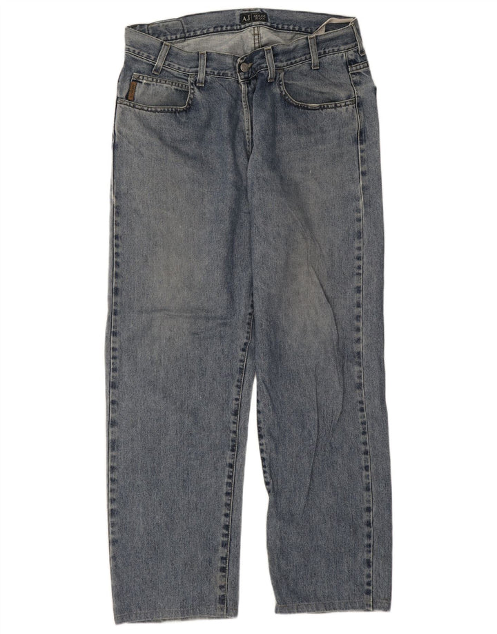 Armani Herren Straight Jeans W36 L29 Blaue Baumwolle