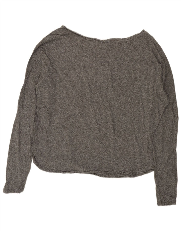 MAISON SCOTCH Damen Übergroßes grafisches Top Langarm US 2 XS Graue Baumwolle