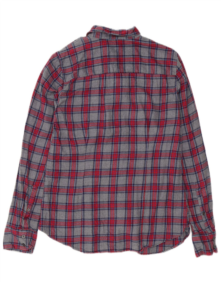 J. Crew Damen Flanellhemd UK 10 Small Grau kariert Baumwolle