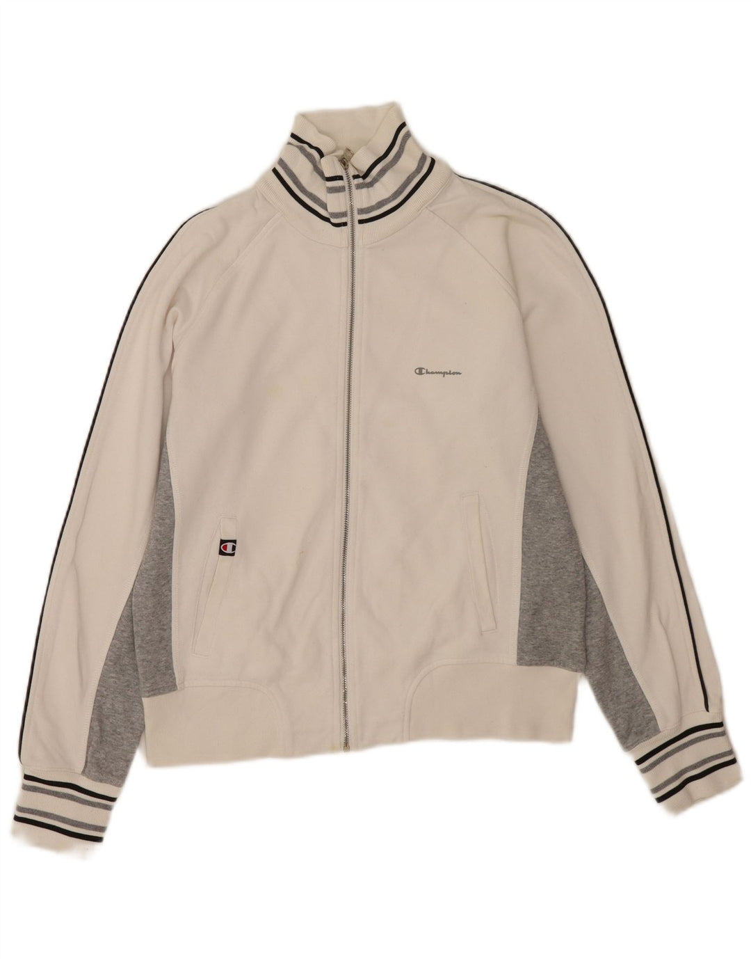 Champion Damen-Trainingsanzugoberteil, UK-Größe 46, Größe L, Weiß, Colourblock-Baumwolle