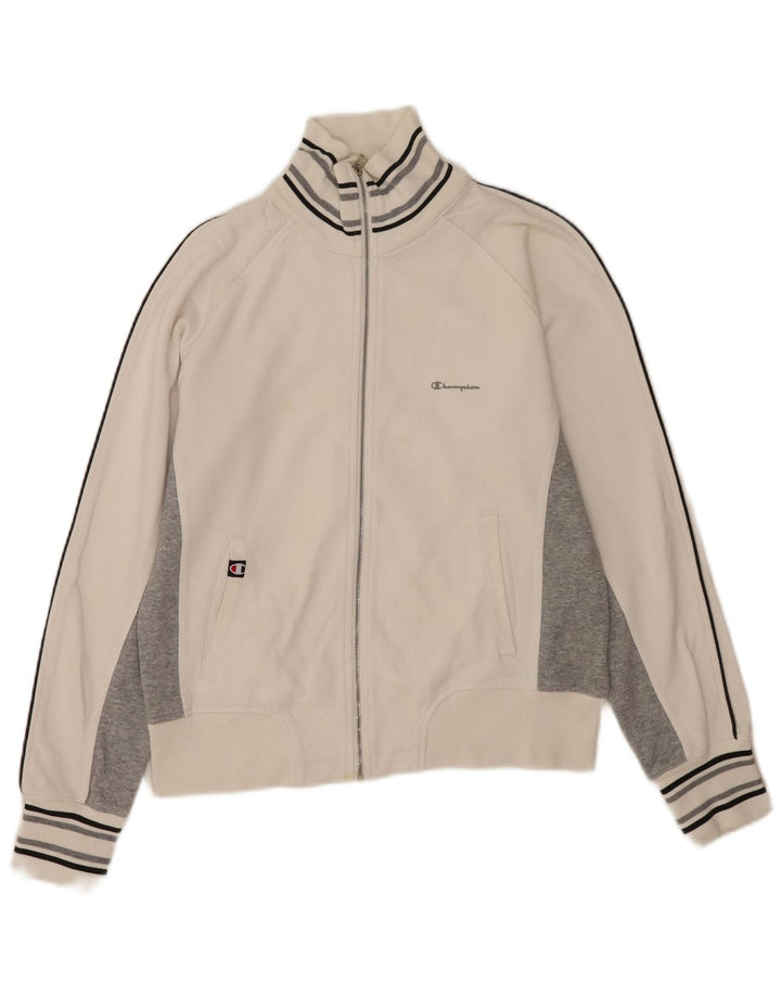 Champion Damen-Trainingsanzugoberteil, UK-Größe 46, Größe L, Weiß, Colourblock-Baumwolle