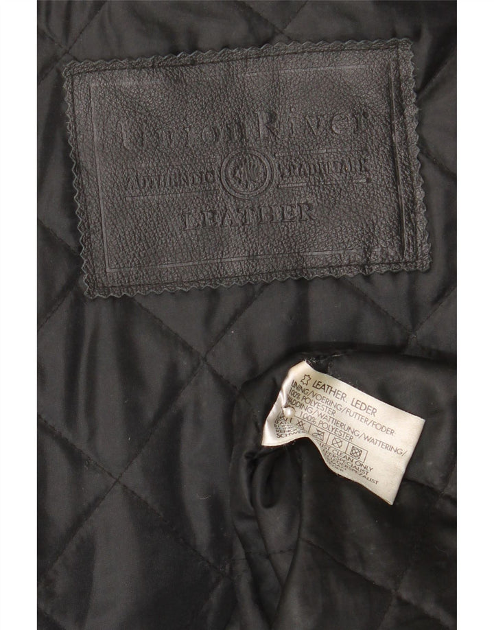 Union River Herren-Ledermantel, Größe 41/43, großes schwarzes Leder