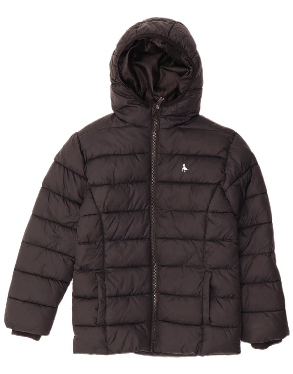 Jack Wills wattierte Jungenjacke mit Kapuze, 9–10 Jahre, schwarzes Polyamid