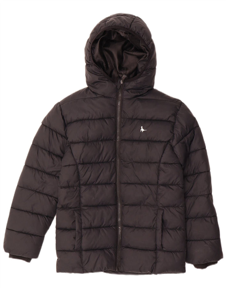 Jack Wills wattierte Jungenjacke mit Kapuze, 9–10 Jahre, schwarzes Polyamid