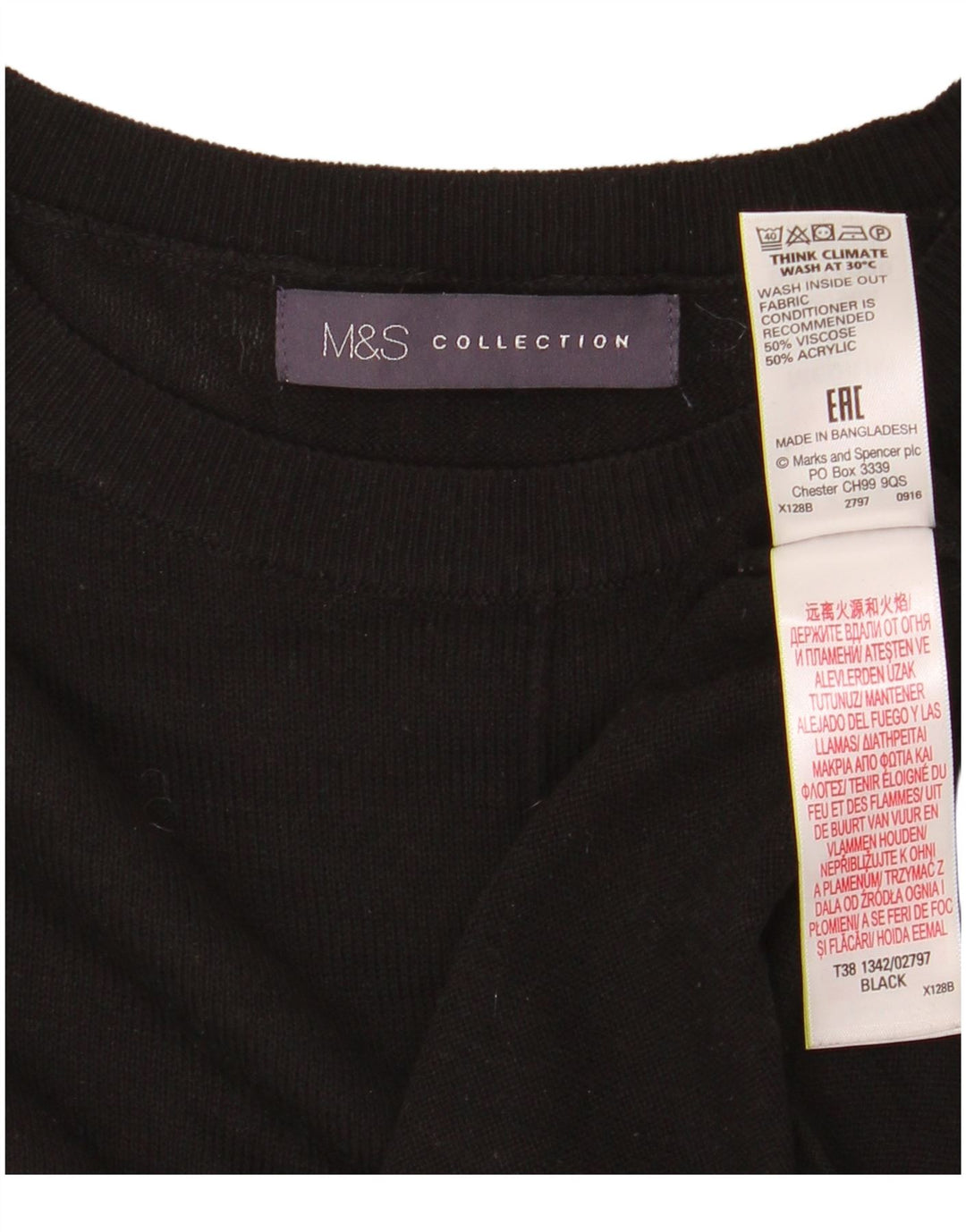 Marks & Spencer Damen-Pullover mit Rundhalsausschnitt, Gr. 14, mittelschwarz