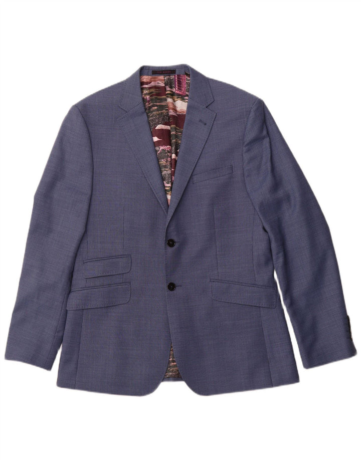 TED BAKER Herren-Blazer mit moderner Passform und 2 Knöpfen, Gr. 40, groß, blau gepunktet