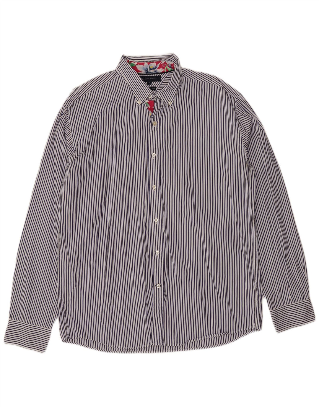Tommy Hilfiger Herrenhemd XL blau gestreift aus Baumwolle