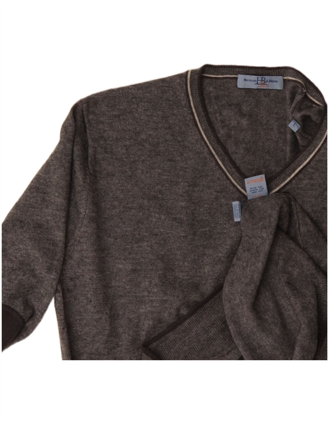 Harmont & Blaine Herren-Pullover mit V-Ausschnitt, große grau gesprenkelte Wolle