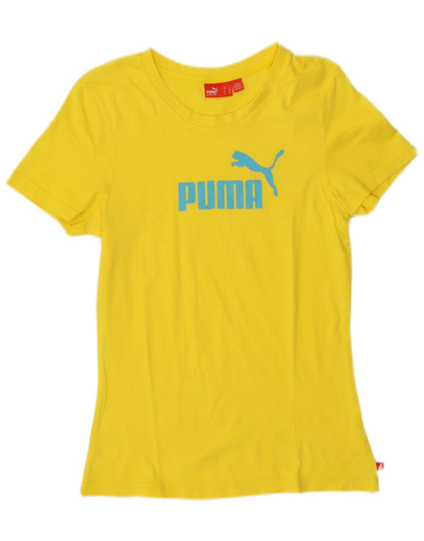 Puma Damen Graphic T-Shirt Top UK 10 Small Gelb