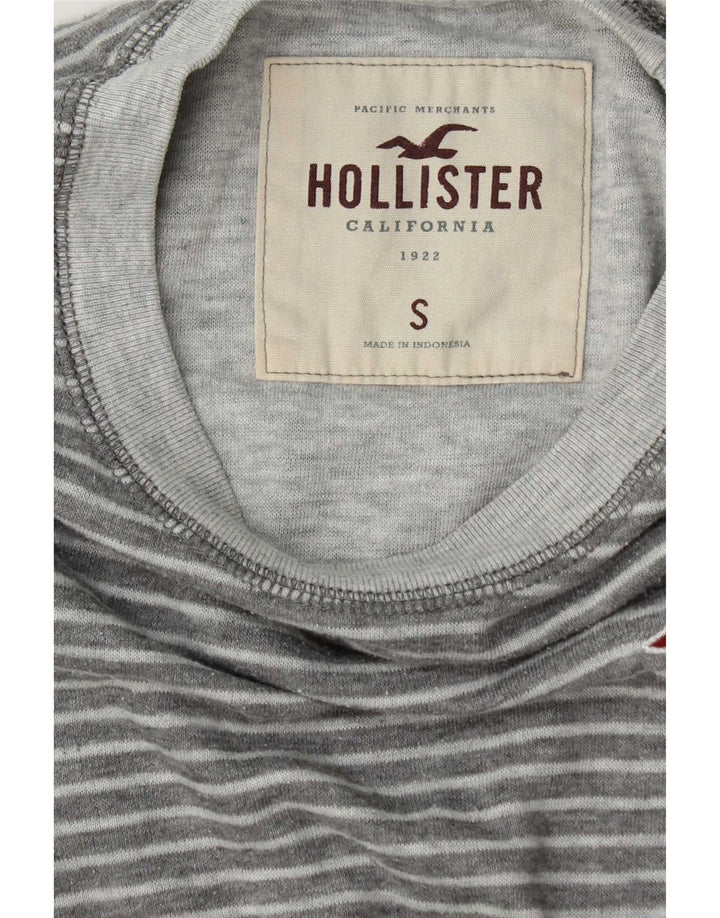 Hollister Herren-Top mit langen Ärmeln, klein, grau gestreift