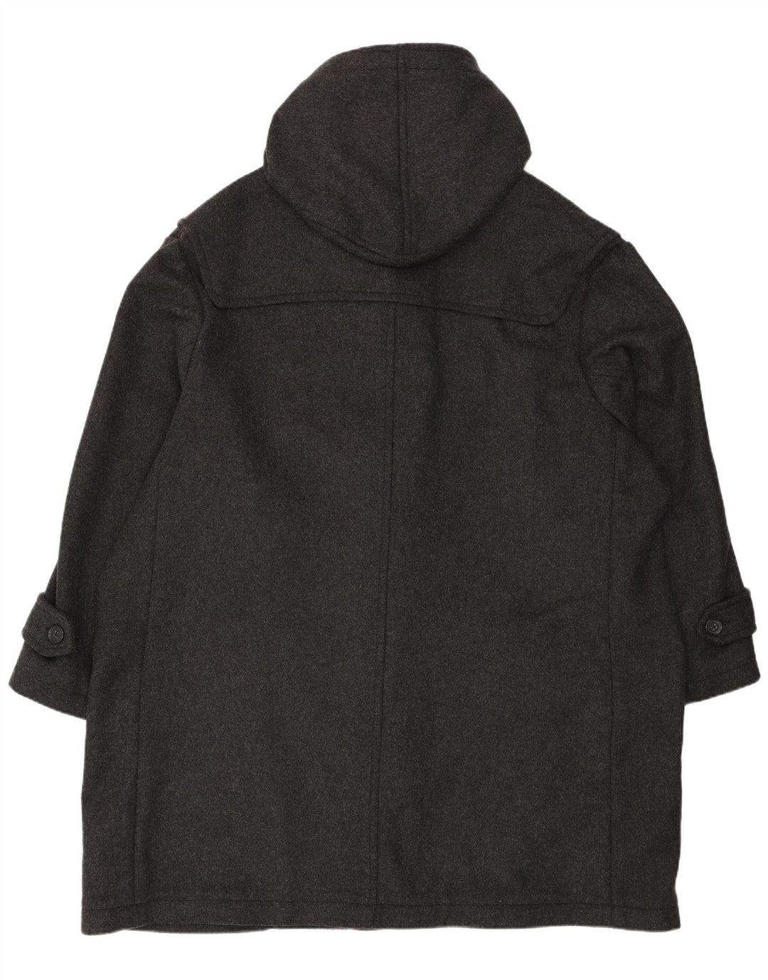 Vintage Herren Loose Fit Dufflecoat mit Kapuze UK 50 4XL Graue Wolle