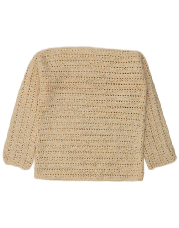 Vintage Damen Pullover mit U-Boot-Ausschnitt, Gr. 14, Mittelweiß