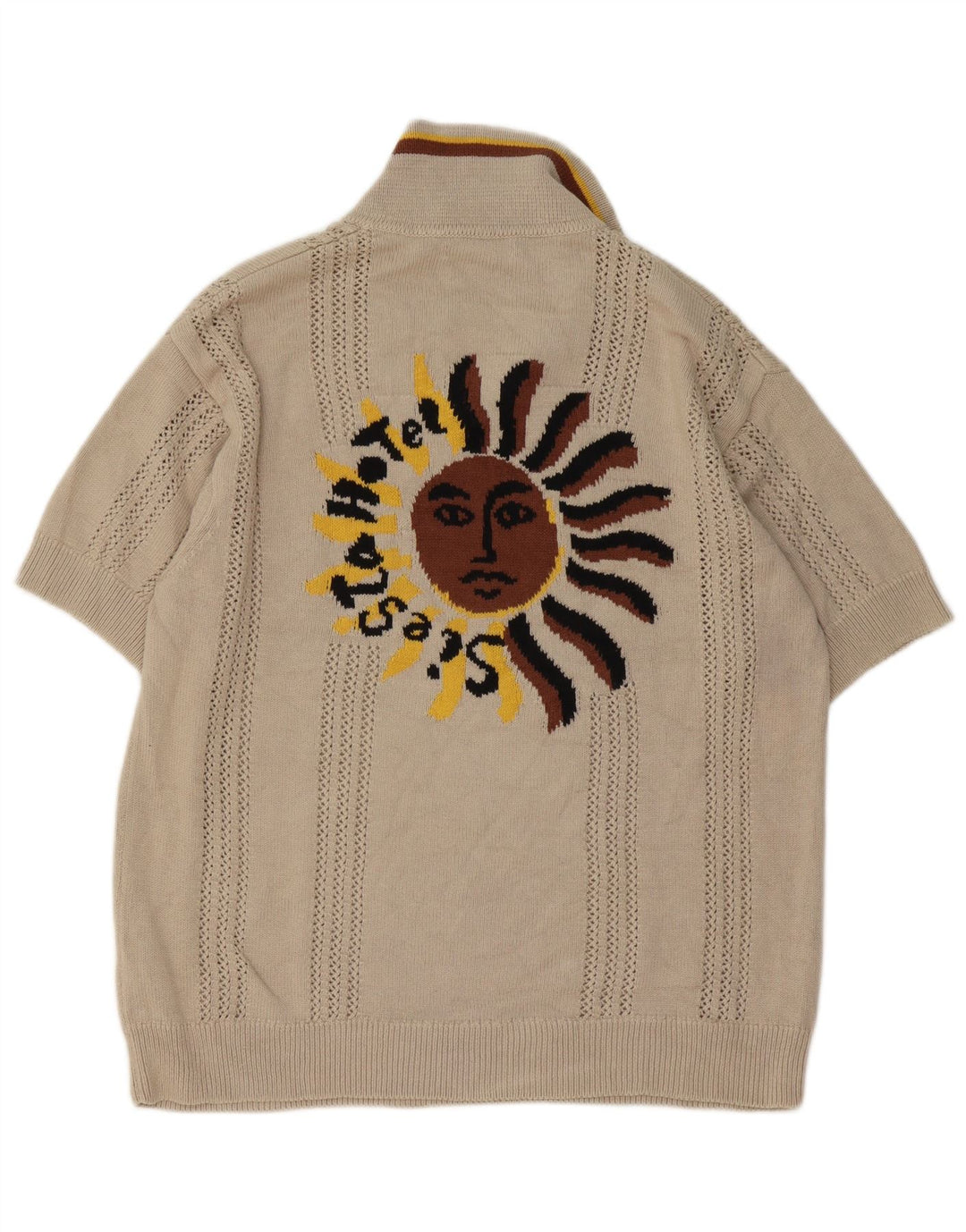 Zara Herren Inigo Studio Graphic Polo Neck Pullover Pullover Mittelbeige
