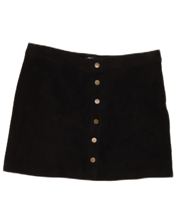 Pimkie Damen Wildleder Minirock IT 44 Medium W30 Schwarzes Leder