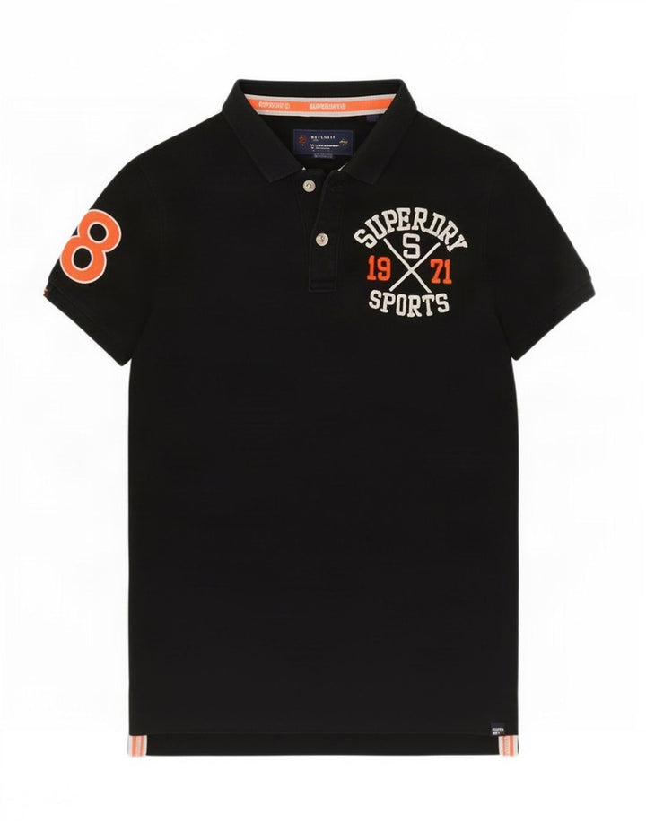 Superdry Herren Poloshirt mit Grafik, Größe L, Schwarz