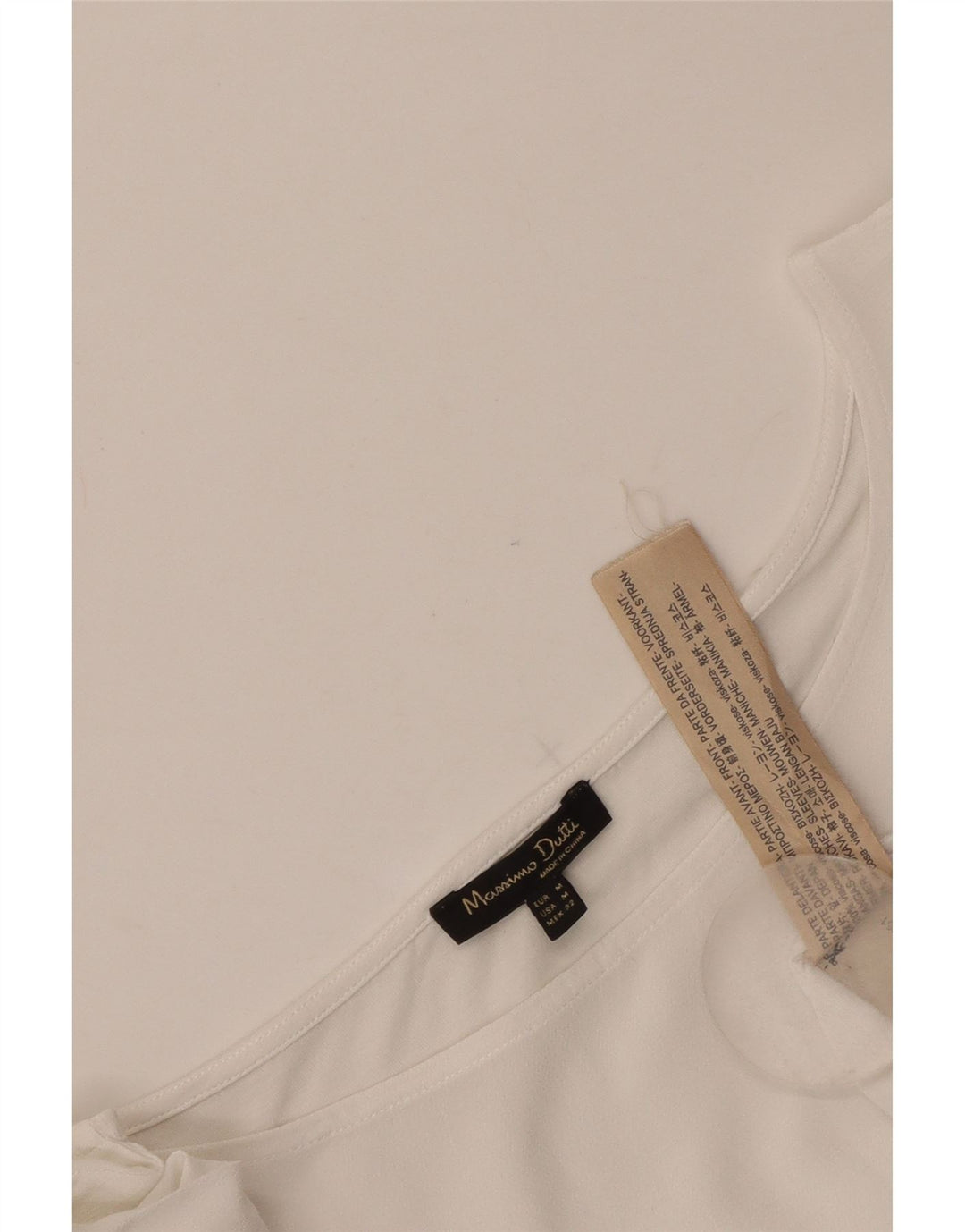Massimo Dutti Damen Crop 3/4-Ärmel-Blusenoberteil UK 12 Mittelweiße Viskose