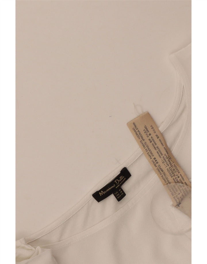 Massimo Dutti Damen Crop 3/4-Ärmel-Blusenoberteil UK 12 Mittelweiße Viskose