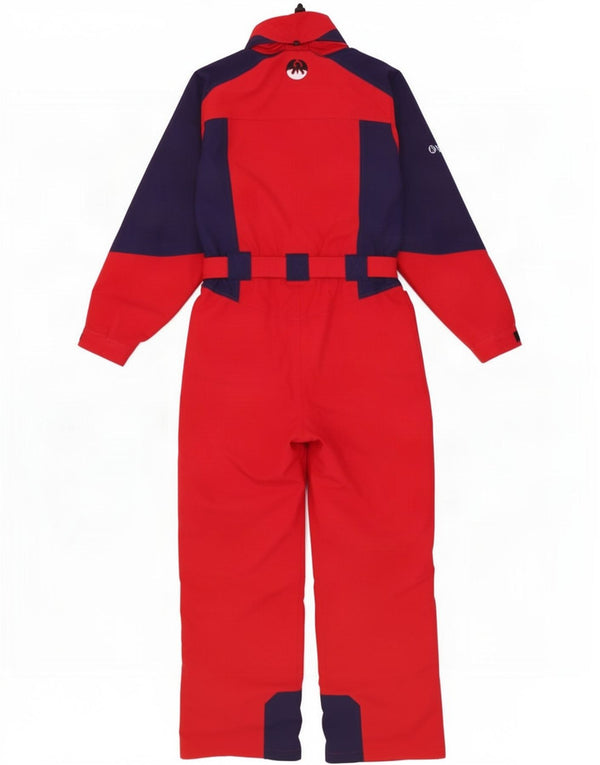 Phoenix Damen-Skioverall mit Kapuze, UK 12, mittelrotes Colourblock-Polyamid