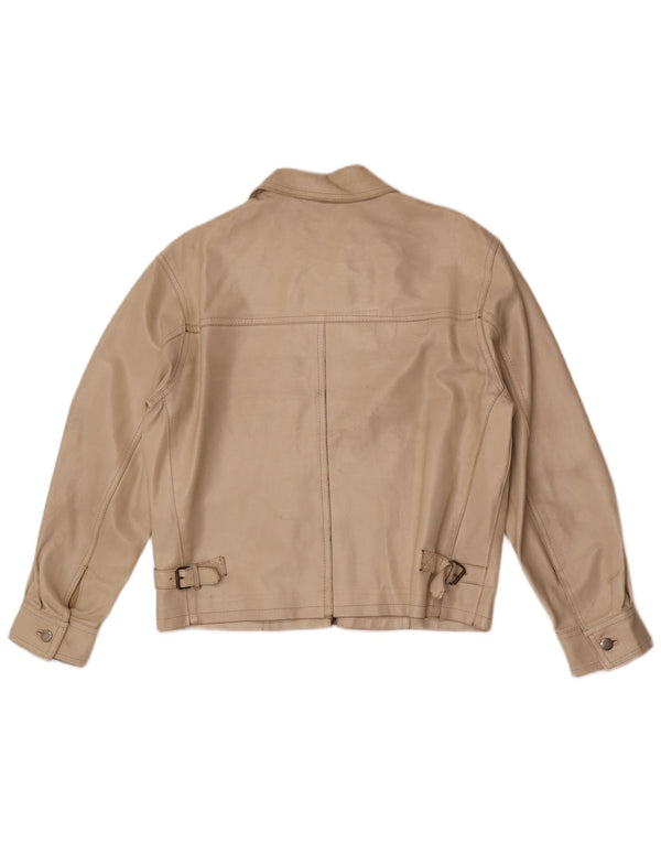 Pinko Damen Lederjacke IT 42 Mittelbeige