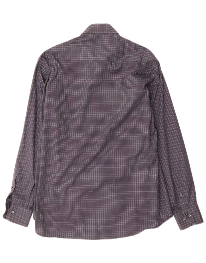 Yves Saint Laurent Herrenhemd Größe 40 15 3/4 Mittelgrauer Gingham