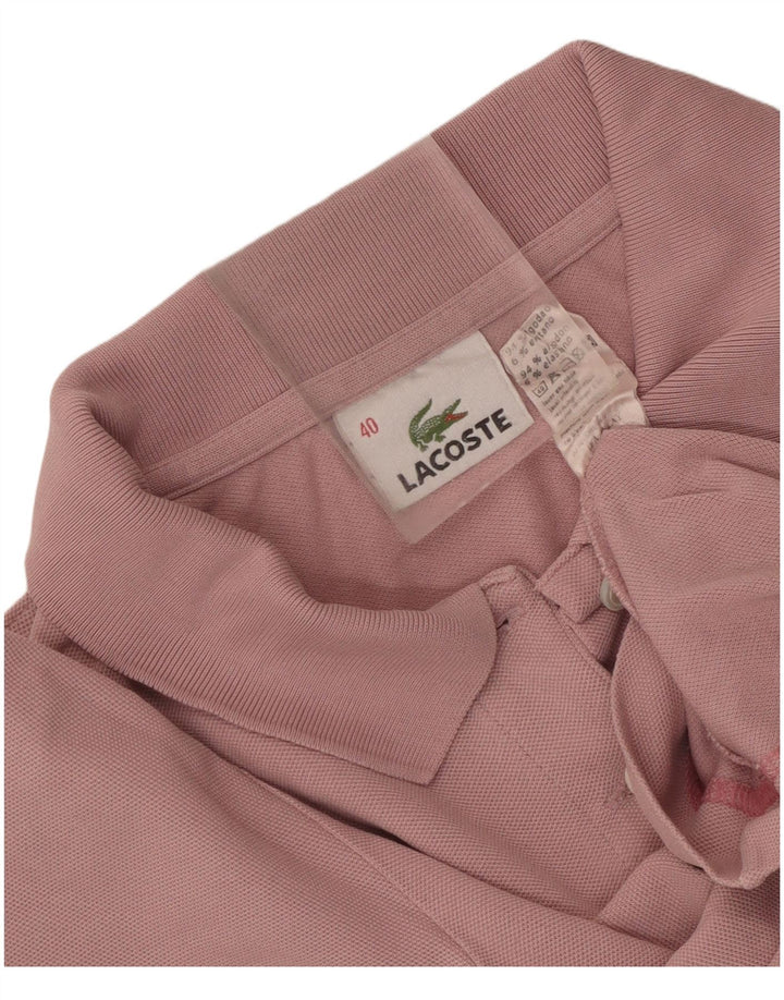 Lacoste Damen Crop Poloshirt Größe 40 Mittelrosa Baumwolle