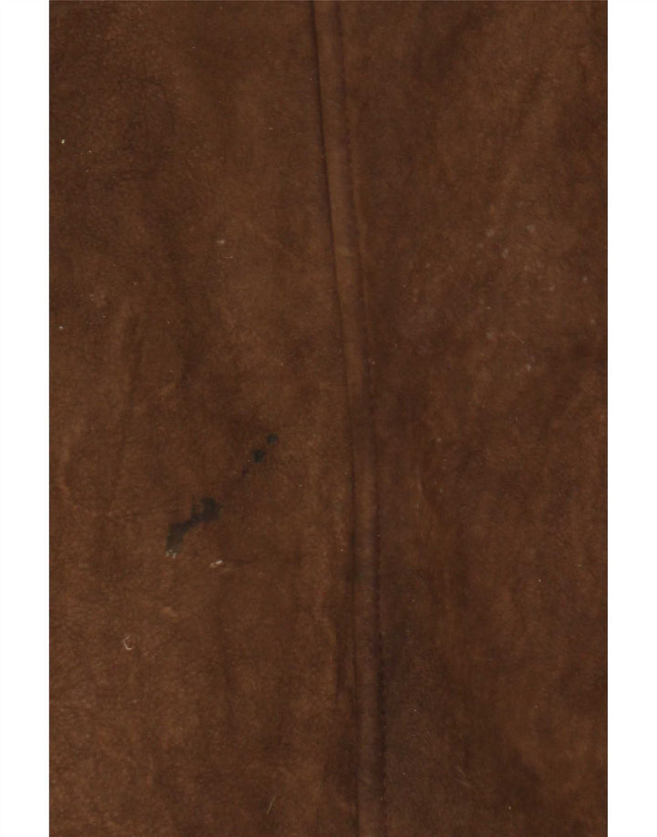 Vintage Damen Kapuzen-Shearling-Mantel UK 8 Small Brown