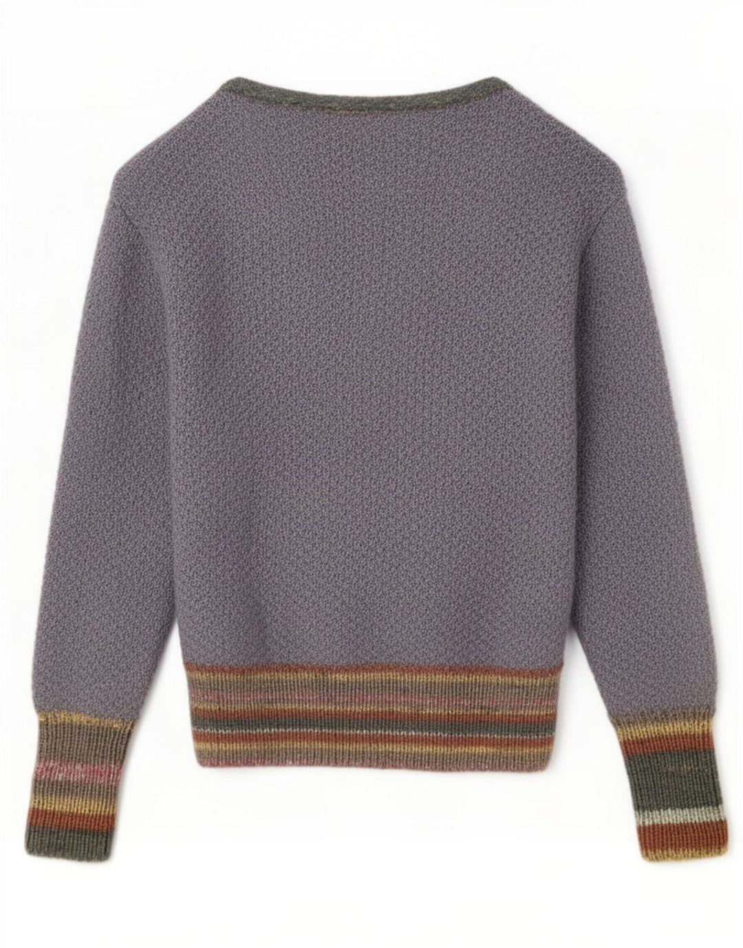 Vintage Damen Offener Cardigan Pullover UK 14 Mittelgrau gestreift
