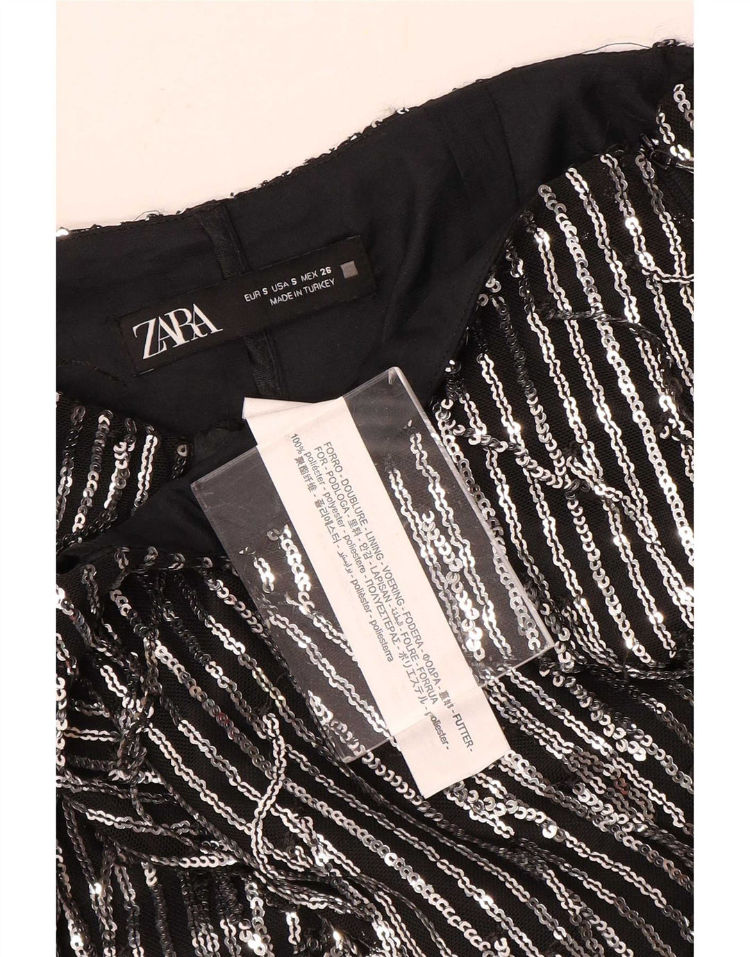 Zara Damen Minirock Small W26 Schwarz gestreift Polyester