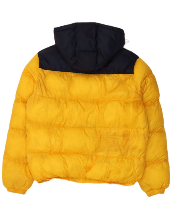 Tommy Hilfiger Mens Hooded Padded Jacket UK 40 Large Yellow Colourblock