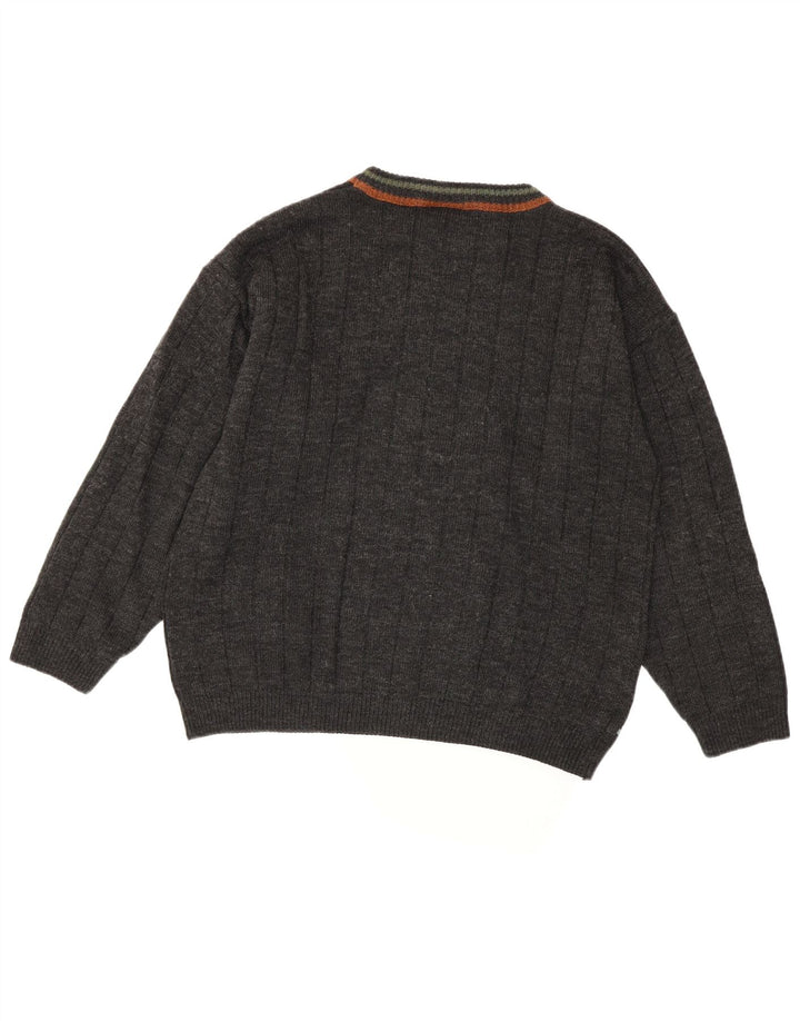 Vintage Herren Pullover mit Rundhalsausschnitt IT 48/50 Medium Navy Blue Geometrisch