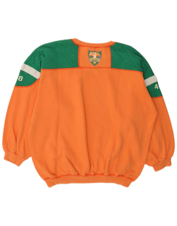 By American Grafik-Sweatshirtpullover für Damen UK 22 3XL Orangefarbener Farbblock