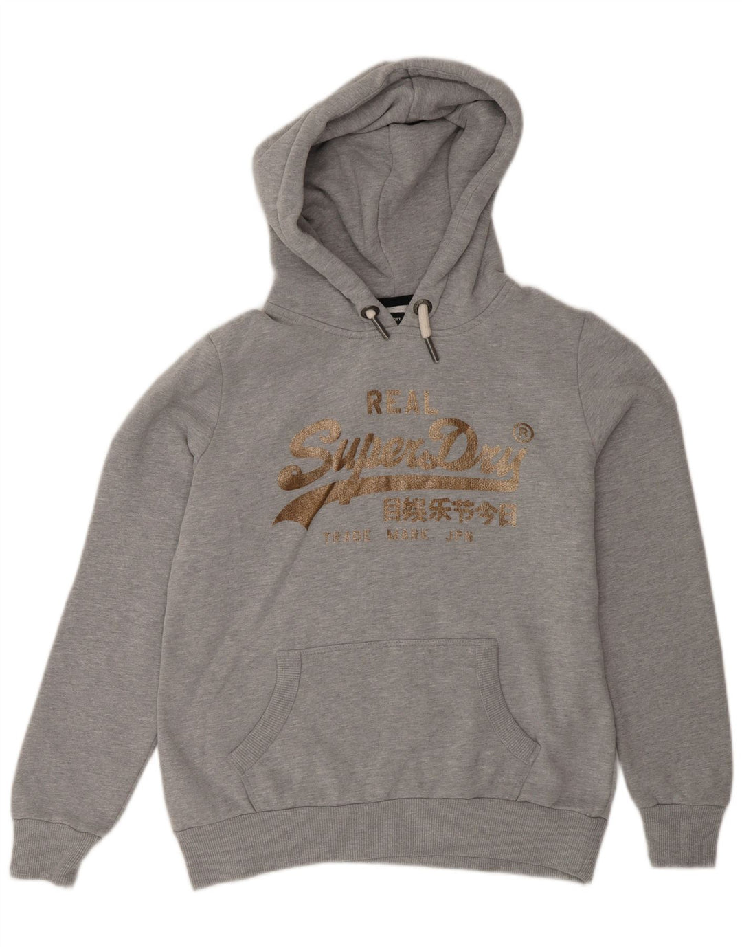 Superdry Damen Graphic Hoodie Pullover UK 12 Mittelgrau