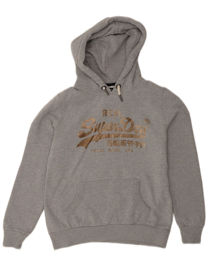 Superdry Damen Graphic Hoodie Pullover UK 12 Mittelgrau