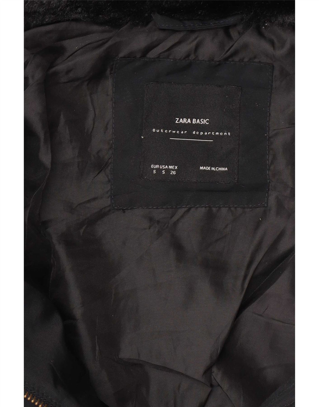 Zara Damen Crop Hooded Wattierte Jacke UK 10 Small Schwarz
