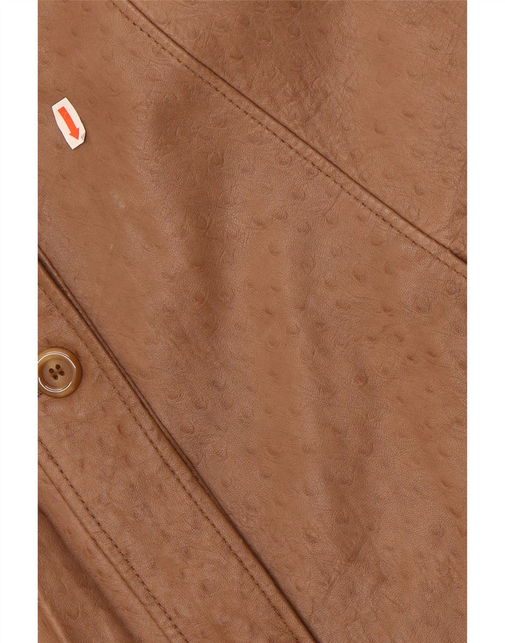 Vintage Damen Übergroßer Ledermantel EU 40 Mittelbeiges Leder